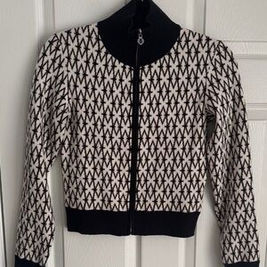 Maje printed mock neck zipped cardigan size Small